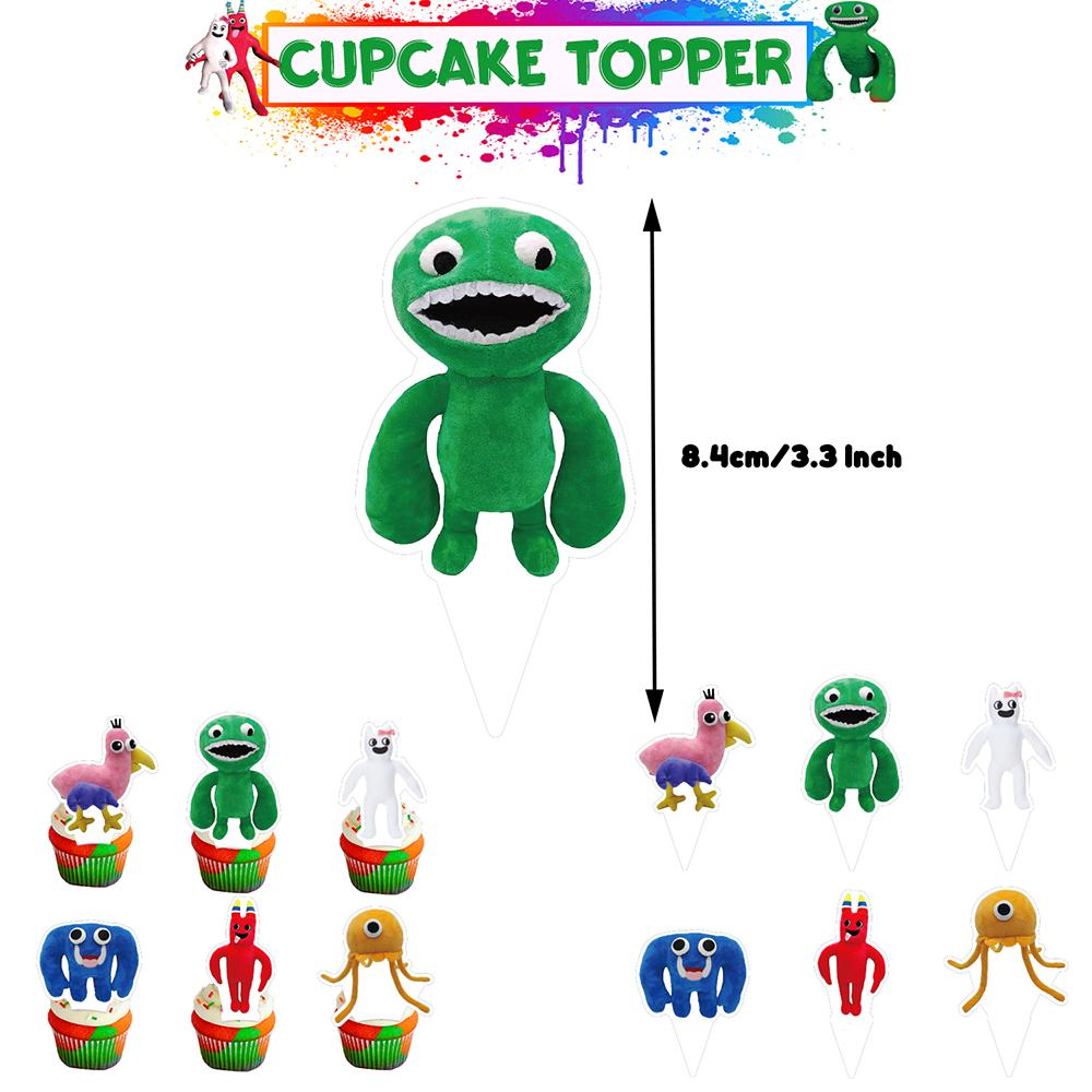 Декорации для тематической вечеринки «Сад Банбана» включают воздушные шары для торта и баннера.