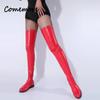 Мода Comemore сексуальные сапоги выше колена женские зимние туфли на среднем каблуке высокие сапоги черные красные 2024 панк стиль женские сапоги большой размер 44