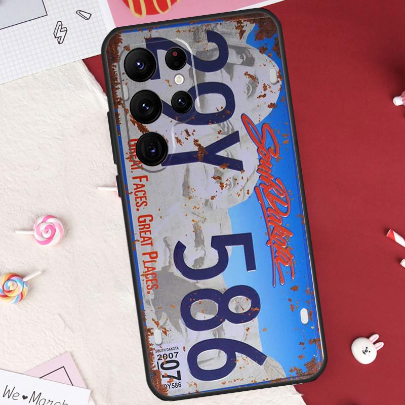 Retro Funny License Plate Case For Samsung Galaxy S21 S22 S23 S24 S25 S26 Ultra S10 S25 Plus S25 FE S20 FE Cover Shell