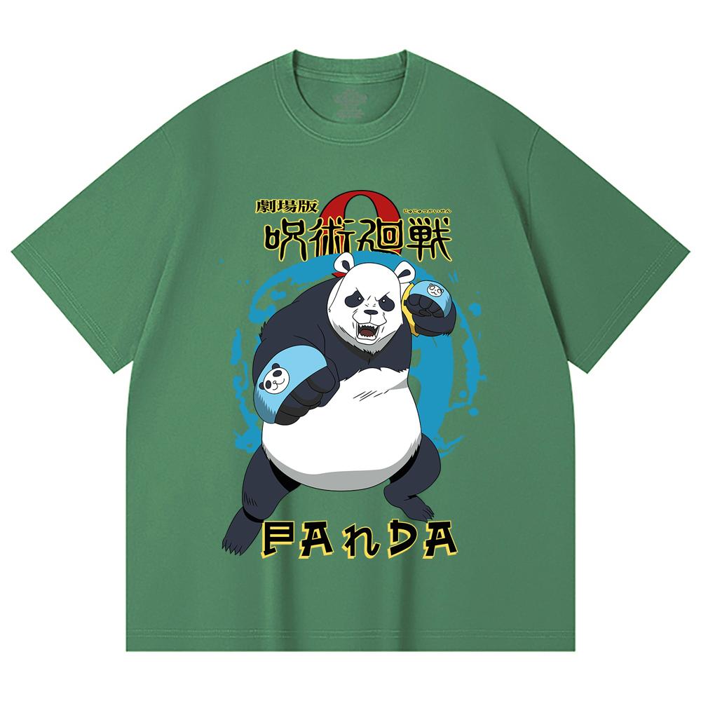 230 Gsm 100% Cotton Jujutsu Kaisen V62 Panda Print Unisex Heavy Cotton T Shirt