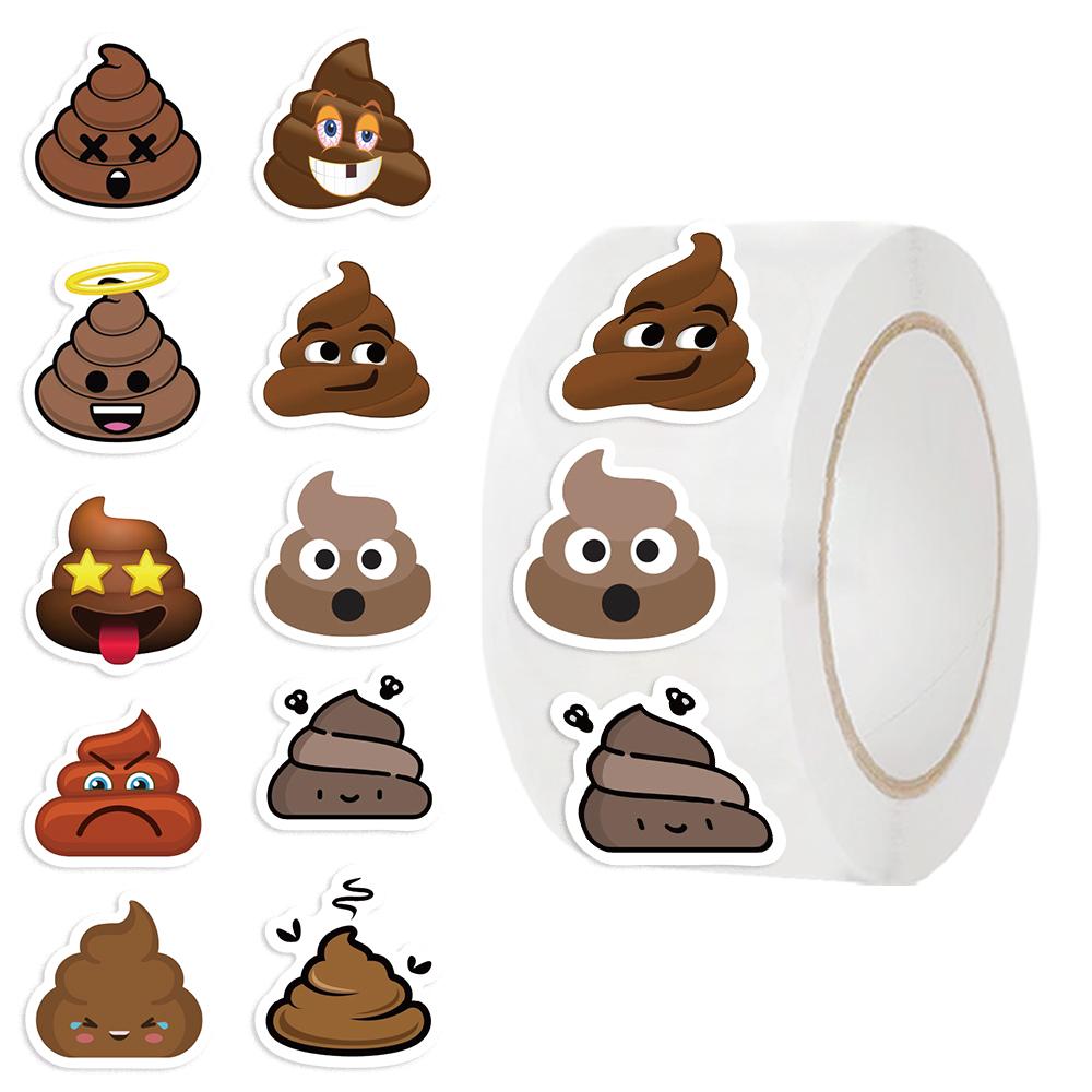 500pcs Funny Poop Stickers Roll Stickers For Scrapbook Journal Laptop Bumper Skateboard Water Bottles Computer