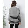 Женский свитер в полоску, лоскутное шитье, свободный свитер с высокой горловиной и застежкой-молнией