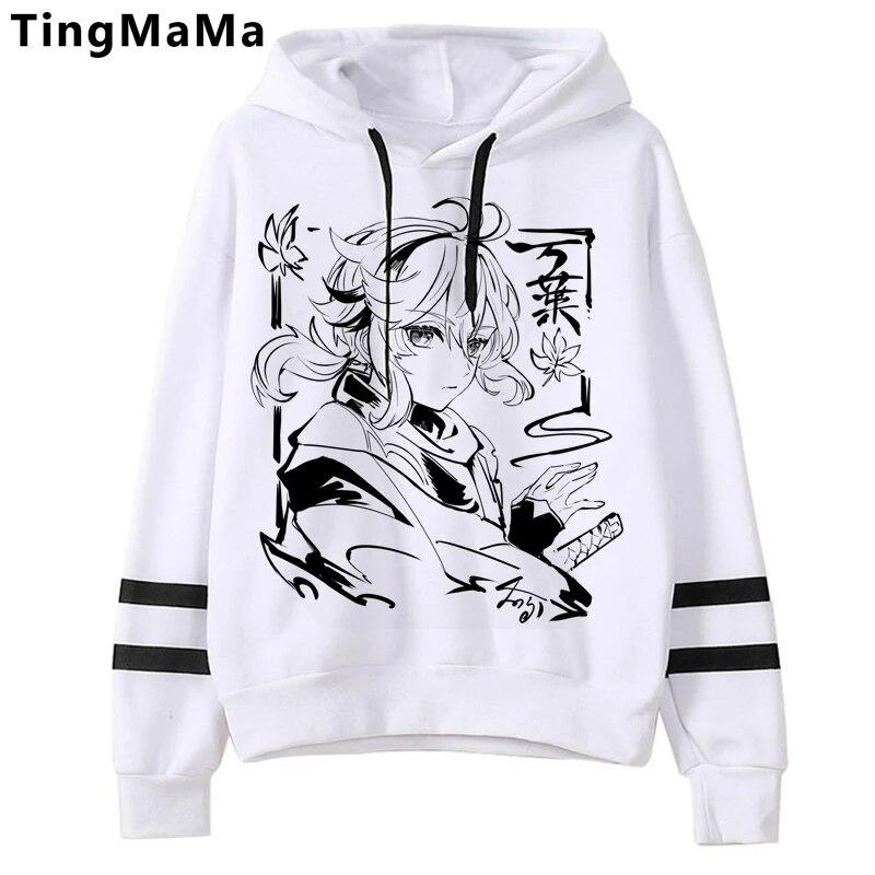Xiao Genshin Impact Толстовки Унисекс Kawaii Мультфильм Harajuku Genshin Уличная одежда Хип-хоп Ху Тао Толстовка с графикой Унисекс Толстовки Мужской Унисекс