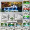 Waterfall Woods Swan Lotus Canvas Painting Modern Landscape Posters and Prints Wall Art Pictures Living Room Home Decor No Frame