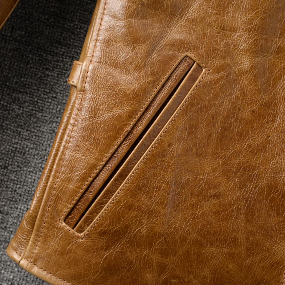 Классическая мужская куртка из натуральной коровьей кожи 1930-х годов, с эффектом изменения цвета, обработанная маслом и воском, коричневого цвета. Мужская одежда для осени.