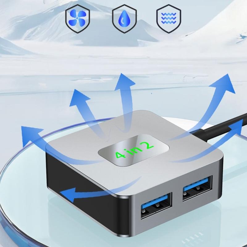 Алюминиевый USB C концентратор 10 Гбит/с 4-в-1 USB 3.2 адаптер с 4 портами USB 3.2 USB C+USB разветвитель удлинитель для ПК ноутбука