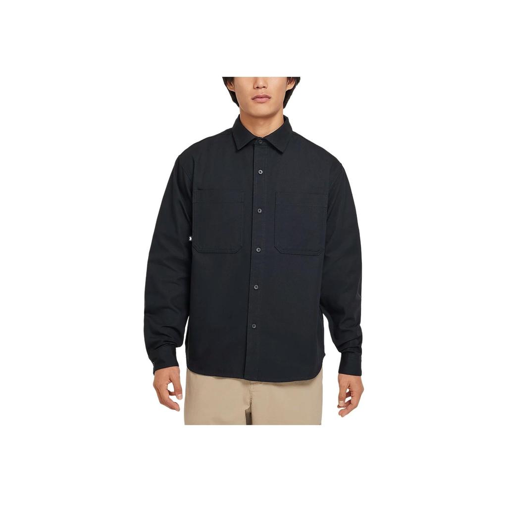 Nike SB Polo Style Solid Color Long Sleeve Multi Pocket Shirt Unisex Shirts Black White FV7346-010