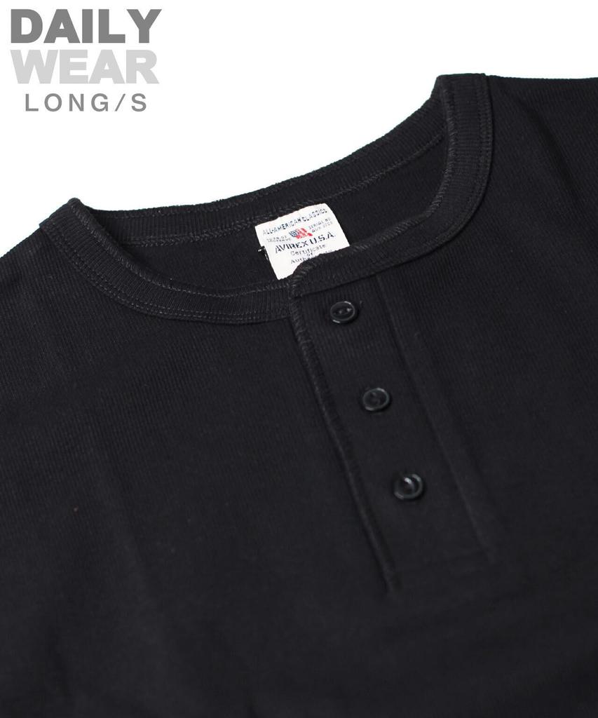 AVIREX DAILY RIB HENLY NECK TEE 6153482 men's L black
