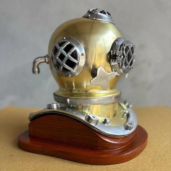 Водолазный шлем ВМС США Mark V с базой Реплика Латунное декоративное изделие