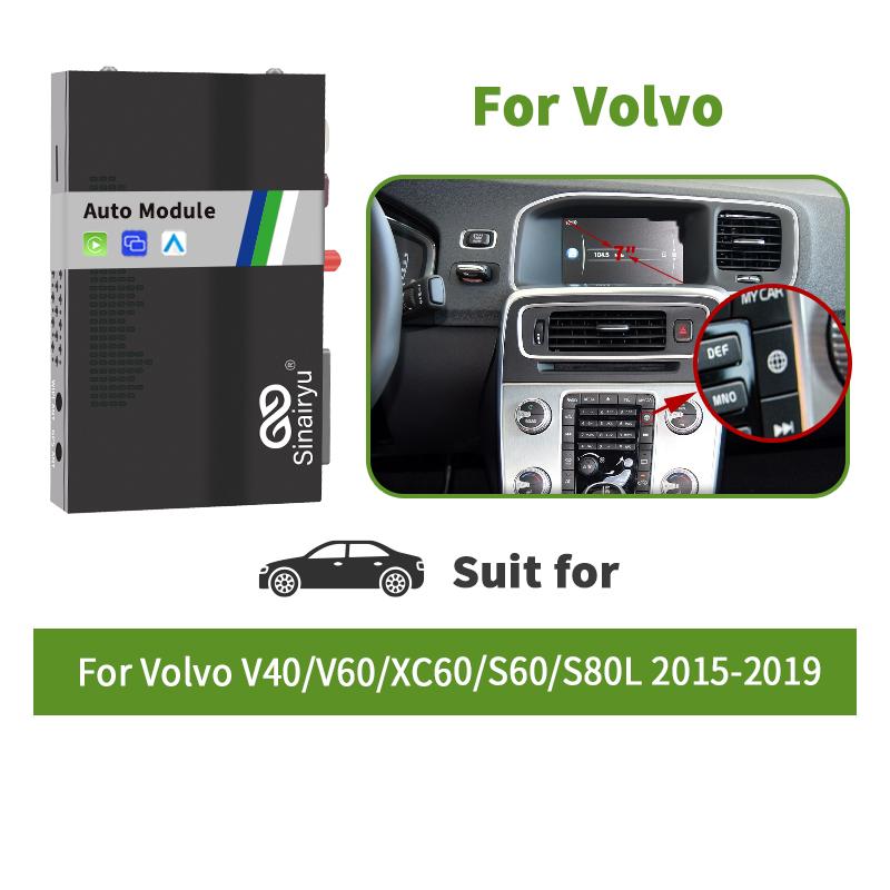 Sinairyu Беспроводной комплект CarPlay Android Auto, совместимый с Volvo S60 V40 V60 XC60 S80L 2015-2019 Mirror-Link