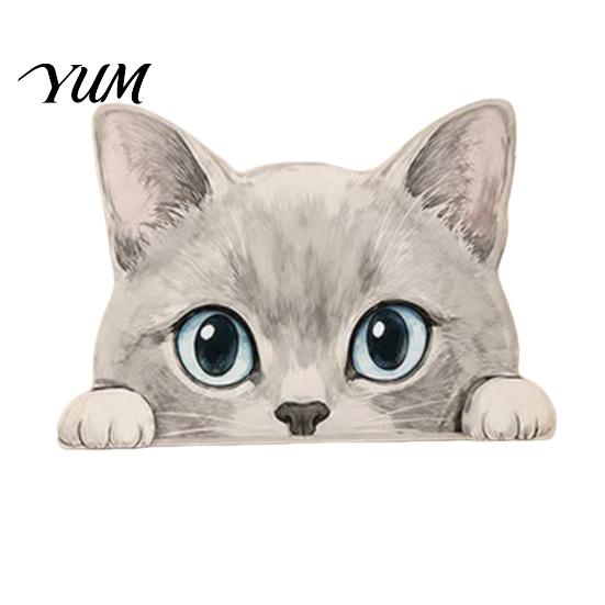 Wooden Cat Ornaments Cute Shelf Sitter Ornament, Peeking Kitten Figurine, Theme Room Decor 2D Flat Decorative Statue for Desktops And Bookshelves
