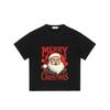 Счастливого Рождества Футболка с принтом Санта-Клауса Черная Праздничная Вечеринка Повседневная Одежда Мужской Летний Топ
