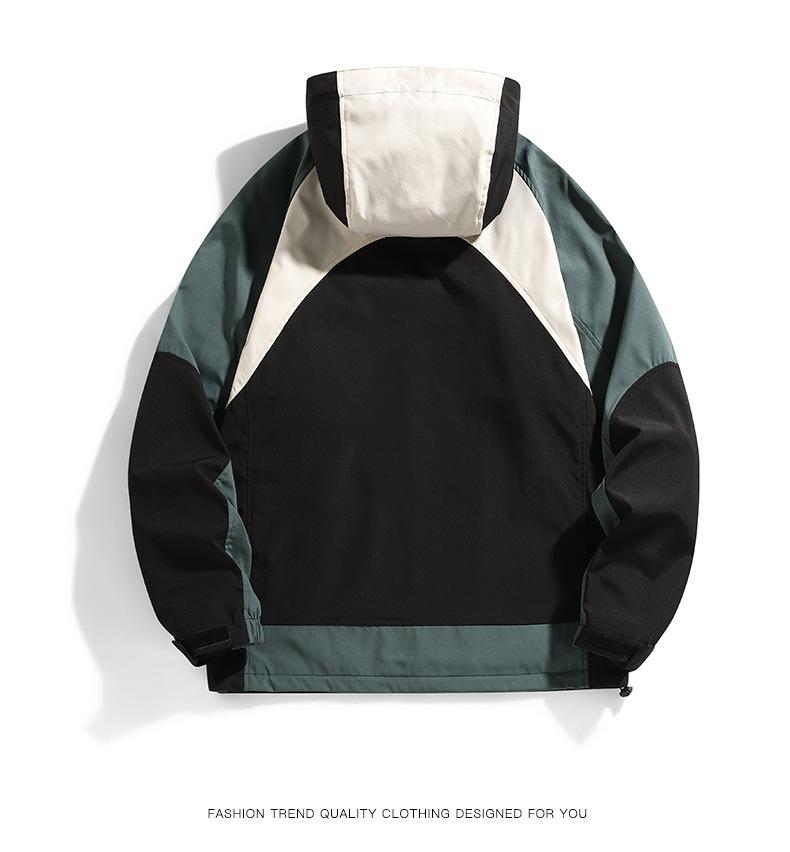 Ветрозащитная водонепроницаемая свободная куртка осень новая контрастная цветная куртка для отдыха на природе кемпинг толстовка с капюшоном модная мужская одежда топ