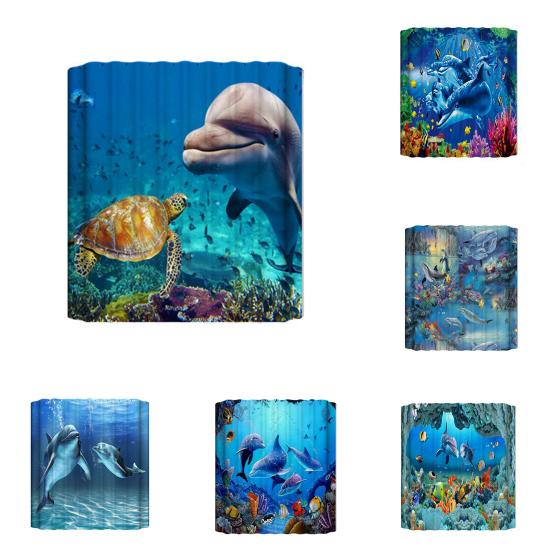 Yousheng Ocean Душевая занавеска с синим дельфином из полиэстера, плотная напечатанная душевая занавеска с крючками для ванной комнаты