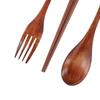 3PCS Wooden Flatware Set Wooden Portable Set Chopsticks Spoon Fork Tableware For Porridge, Soup, Coffee, Cereal, Noodles Parts