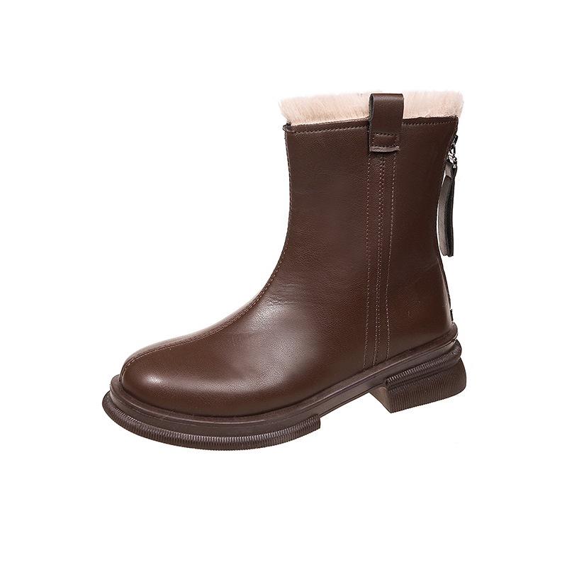 New Snow Boots, Women's Shoes, Fleece and Thickened  Thick-soled Ankle Boots, Anti-slip Cotton Shoes