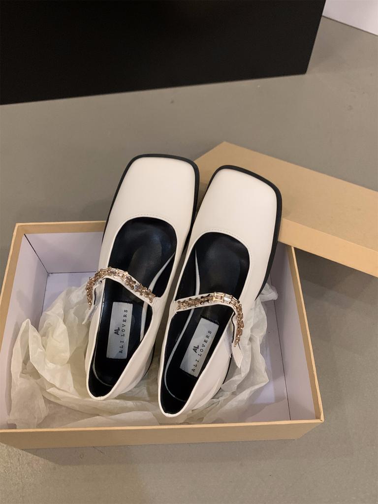 Туфли на толстом каблуке, черные туфли Мэри Джейн из кожи, женские туфли 2024 года, новые весенние, осенние и зимние французские вечерние туфли