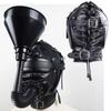 PU Leather Mask Hood Oral Gag Headgear with Funnel Detachable Cover Bondage Gimp Sexy Costume Sex Toys for Men Women