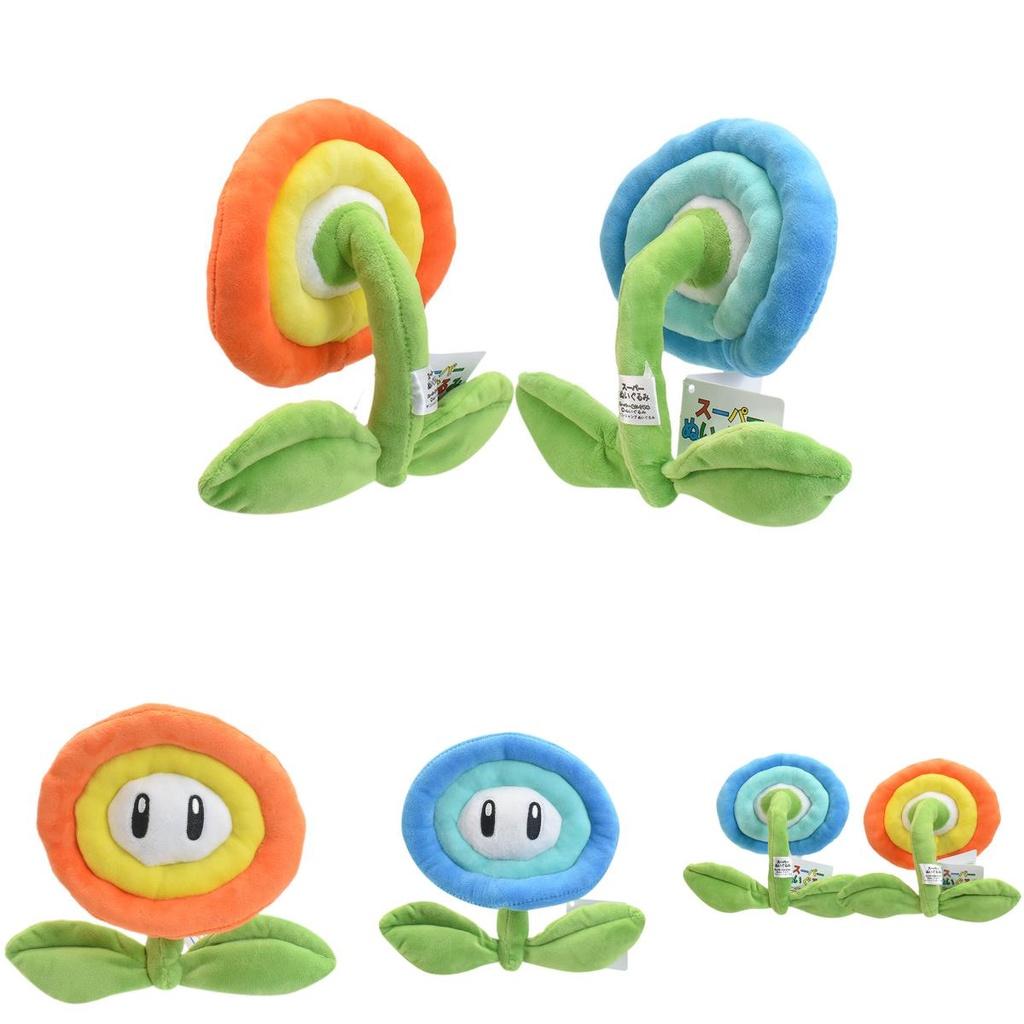 Mario Plush Toy With Realistic Orange Flames And Blue Ice Sunflowers 18cm
