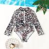 Leopard Swimming One Piece Suit for Girls 4-7 Years Children Swimwear Long Sleeve Beach Swimsuits Kids Bathing Suits Hot Spring