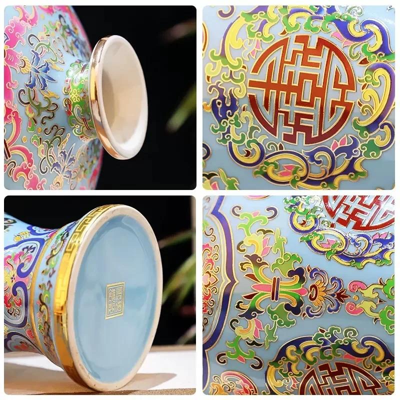 Jingdezhen Porcelain Antique Enamel Large Vase Flower Arrangement Chinese Home Living Room Decoration