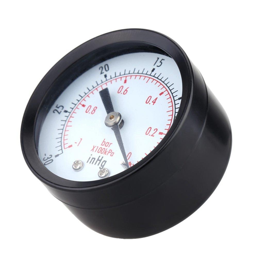 AT21-2X Pressure Gauge - 0 - -30Inhg 0 - -1 Bar Mini Dial Air Vacuum Pressure Gauge Pressure Gauge Pressure Gage Black