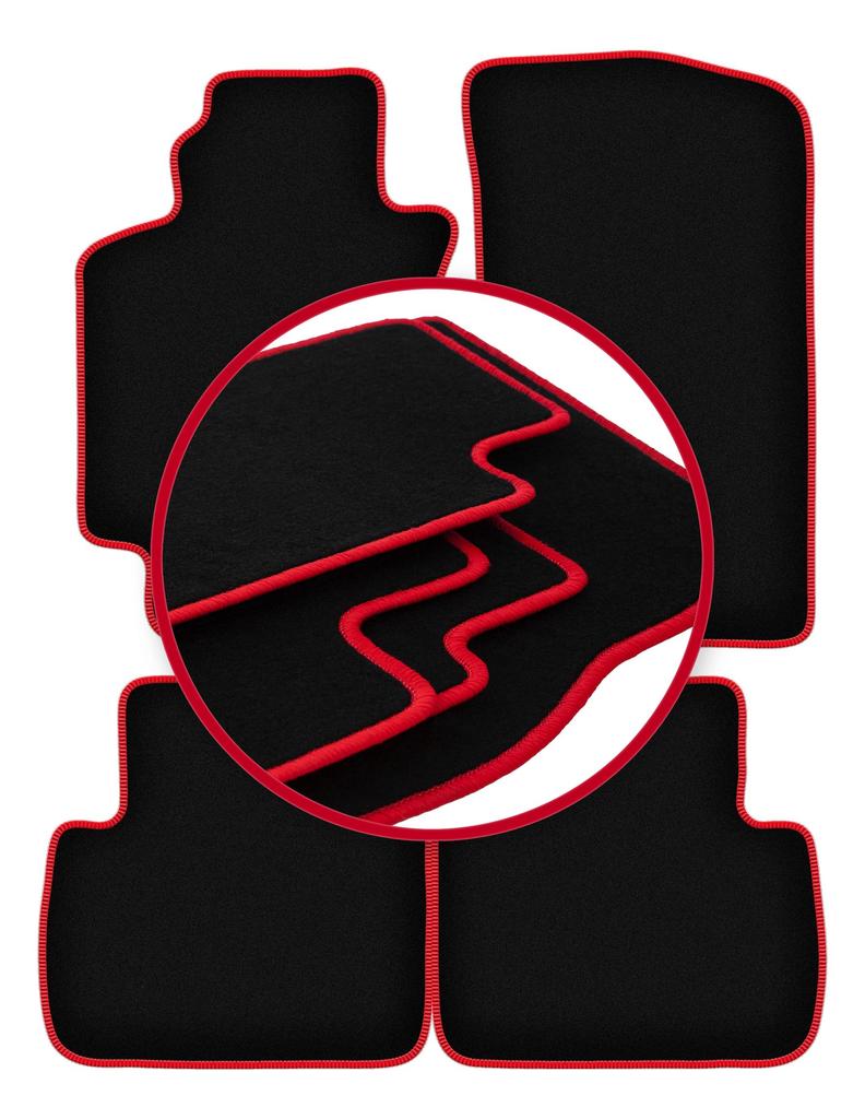 Велюровые коврики с красной окантовкой для: Toyota Avensis I T22 седан, универсал, лифтбек, хэтчбек (1997-2003)