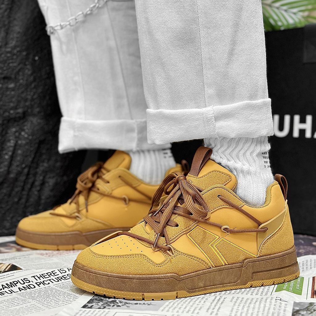 Горячая Распродажа Желтые мужские кроссовки для скейтборда 2024 Модные кроссовки на платформе для мужчин Дышащая нескользящая уличная повседневная спортивная обувь для мужчин