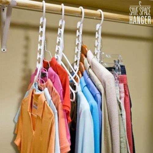 Многоярусная вешалка - Вешалка для экономии места - Упаковка из 8 штук - Белая - Пластиковая - Прочная