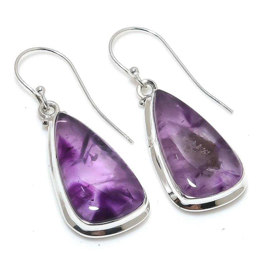 Серьги из стерлингового серебра 925 пробы с натуральным бразильским аметистом, 1,75 дюйма, W9M99