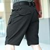 Мужские летние шорты-карго с эластичной резинкой на талии, пуговицами и карманами на молнии, повседневные шорты, прямые широкие износостойкие короткие брюки