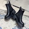 Модный тренд черный британский стиль толстый каблук толстая подошва ботинки Мартина женские 2025 новые весна и осень увеличивающие рост и стройнящие короткие ботинки