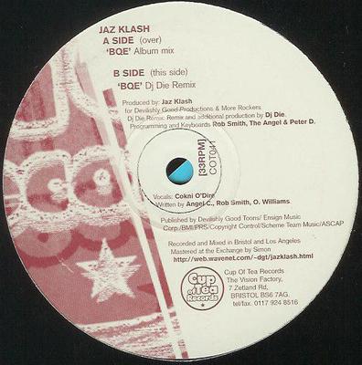 12-дюймовая пластинка JAZ KLASH - BQE COT041 Cup Of Tea Reco 1997 UK Танцевальная и электронная музыка Б/у