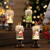 New Christmas Decorative Candle Light with Snowfall Effect - Creative Snowflake Night Light Practical Christmas Gift