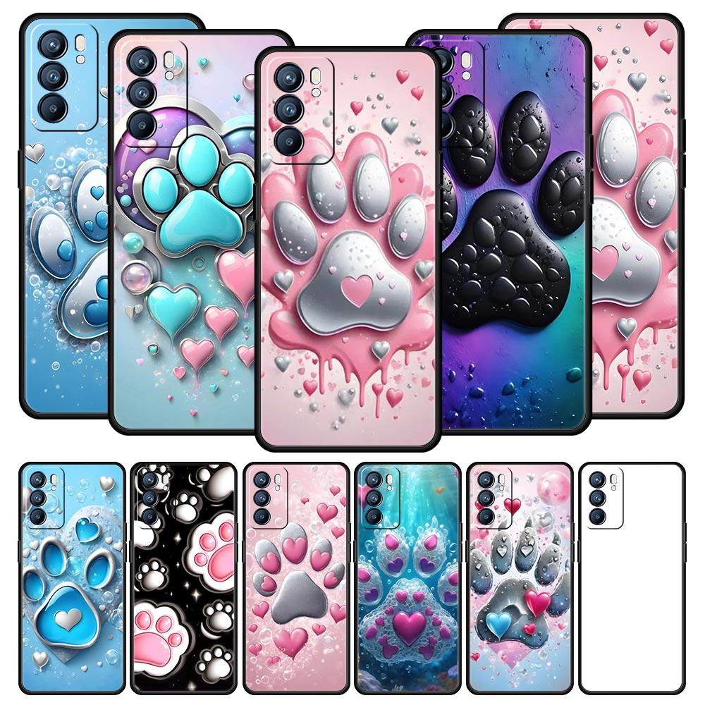 Og Paw Print Aesthetics Phone Case For Oppo Reno 13 12 11 10 7 F Find X5 X6 A98 A80 A79 A78 A57 A54 A31 A17 Pro Soft TPU Cover