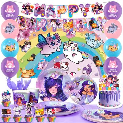 Набор шаров Aphmau Набор для украшения вечеринки Aphmau Украшение для вечеринки по случаю дня рождения Посуда Баннер из шаров и т.д.