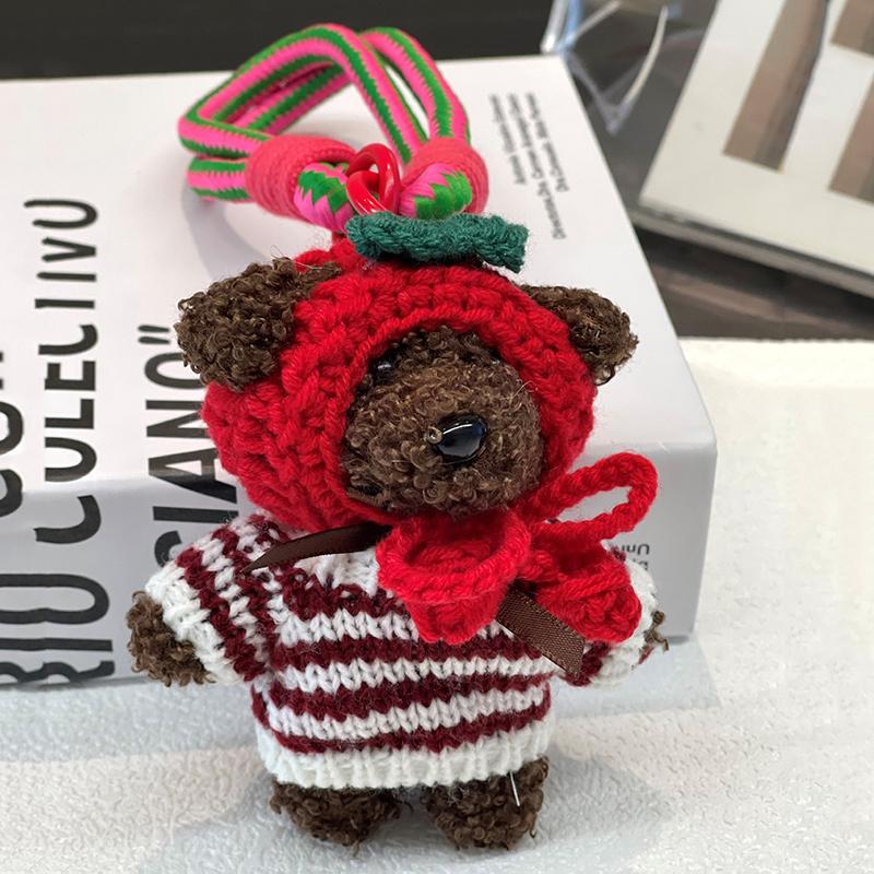 Милая плюшевая сумка ручной работы в виде медведя на ремешке для мобильного телефона с цветной веревкой, брелок для сумки-куклы
