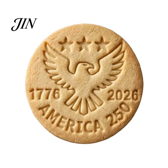Detailed Pattern Christmas Cookies Decoration 250th Anniversary Ornament with 3D Deep Embossed Texture, Clear Biscuit Release Design 1776-2026