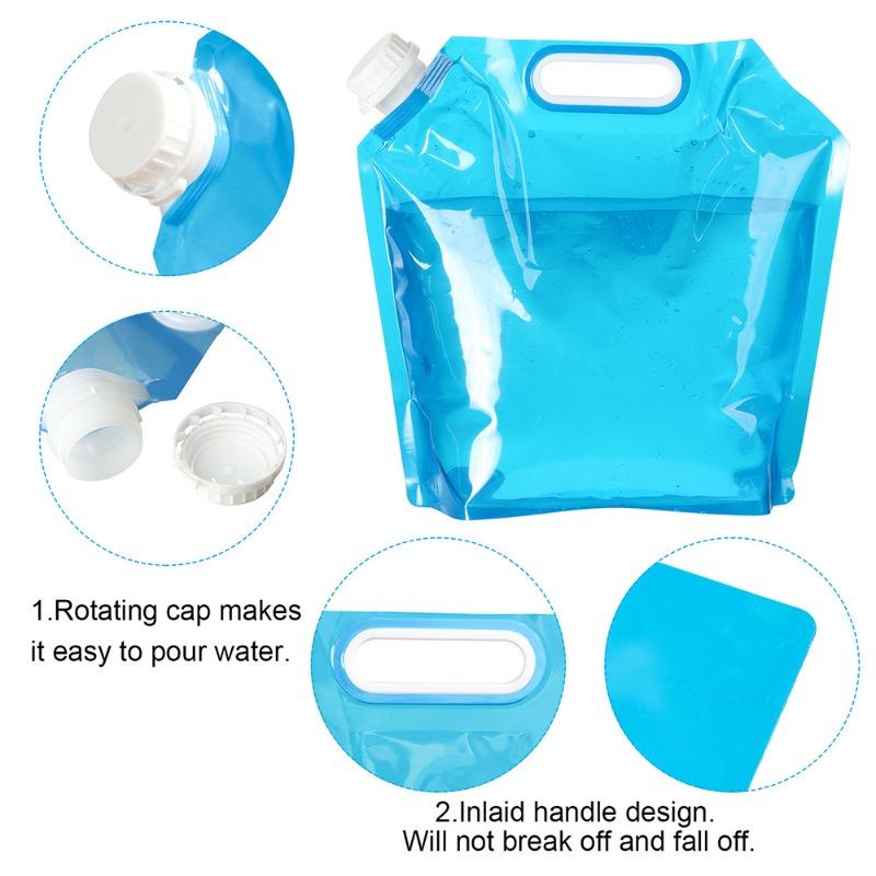 5/10L Water Bag Camping Supplies Portable Folding Water Bucket Large Water Bottle Container Outdoor Travel Collapsible Pouch Outdoor Water Storage Bag