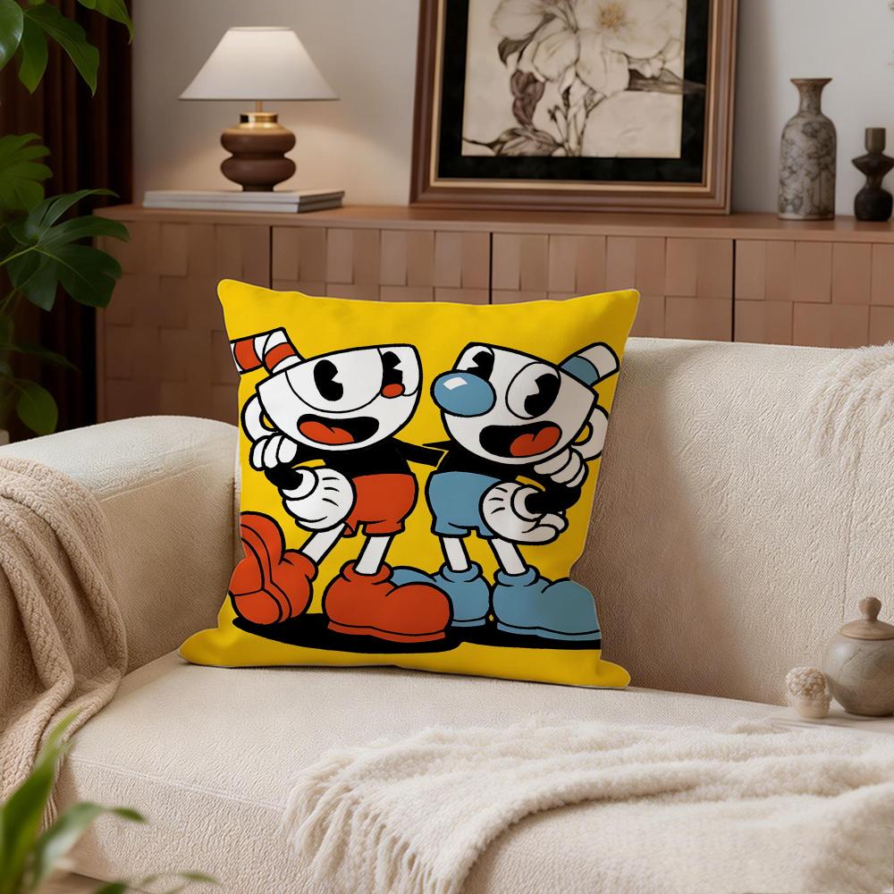 Cartoon Cuphead Cushion Cover Cushion Cover Set 4Pcs 50X50 45X45 40X40 Pillowcase Decorative Sofa Home Decor