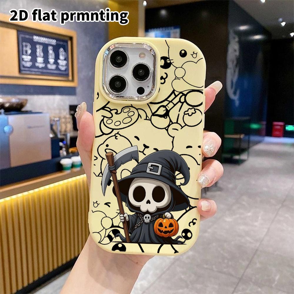 Phone Case: 2D flat, suitable for iPhone 18, 17, 16, 15, 14, 13 Pro protective case, Grim Reaper skull, perfect Christmas and Halloween festival gift