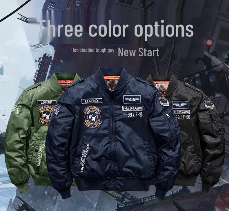 Мужская зимняя куртка большого размера со стойкой - Теплая, толстая хлопковая куртка-авиатор