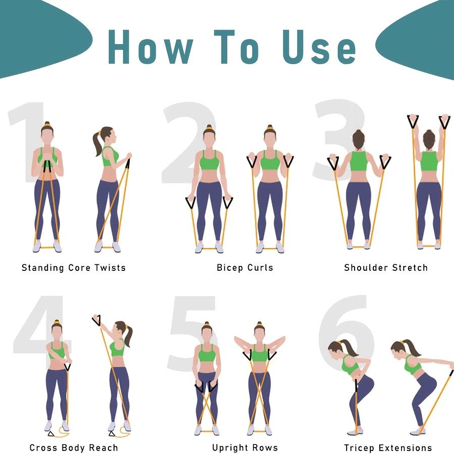 1 шт. Фитнес-растяжка, 5-скоростная лента сопротивления с ручкой, Идеально подходит для домашних упражнений, Пилатеса, Формирования тела, Идеальный подарок на Рождество