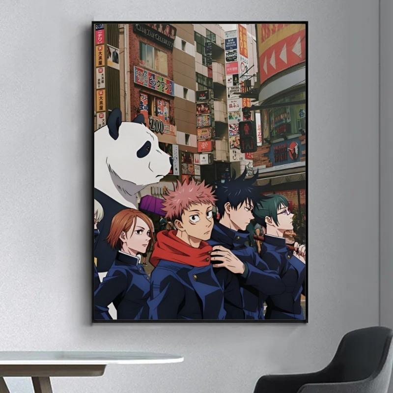 Аниме Постер Jujutsu Kaisen Фэнси Постер Наклейка на стену для гостиной бара Винтажная декоративная картина Средний