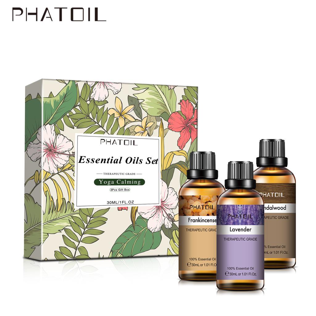 PHATOIL 6 шт., набор чистых эфирных масел, подарочная коробка, лаванда, лемонграсс, мята, натуральная растительная терапия, ароматерапевтический диффузор, увлажнитель, массаж