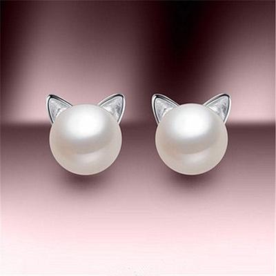 Серьги Жемчужные Серьги Кошки Красивая Девушка
