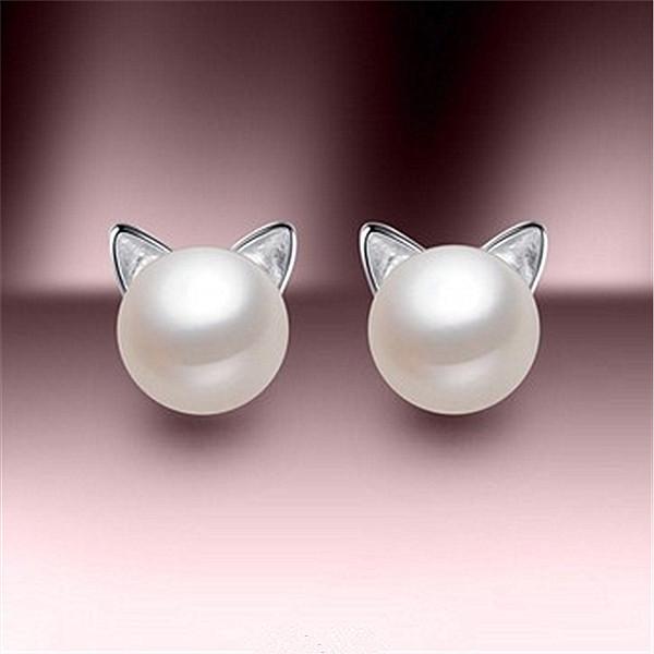 Серьги Жемчужные Серьги Кошки Красивая Девушка