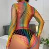Сексуальный женский костюм с длинными рукавами, цветной сетчатый костюм, эротическое нижнее белье, полое сексуальное сетчатое нижнее белье, экзотические костюмы