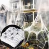 Halloween Decoration White Spider Web Stretchable Cotton Cobweb Decor with 100 Plastic Spiders Safe Indoor Halloween Props