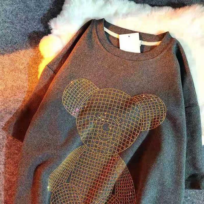 Женская блестящая золотая бриллиантовая футболка с коротким рукавом и принтом медведя в стиле хип-хоп, свободная повседневная футболка